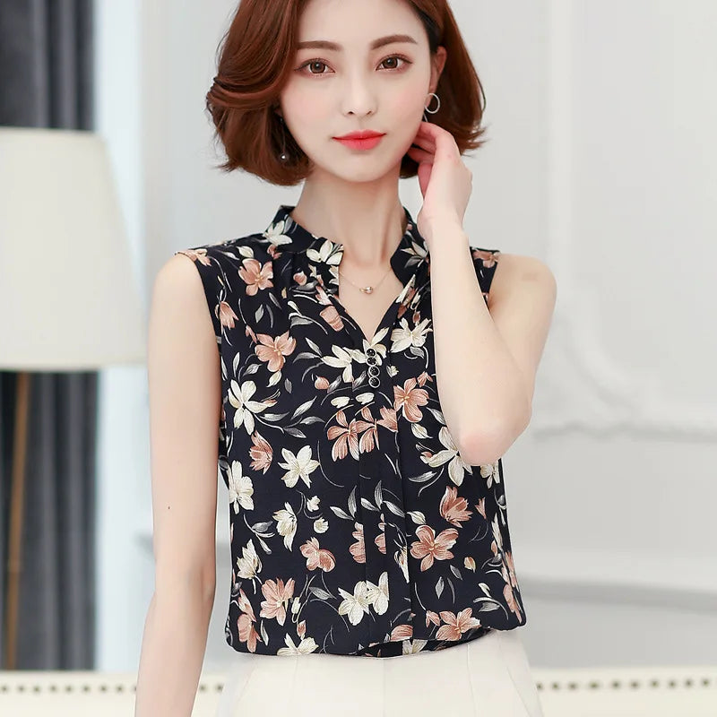 Summer Sleeveless Chiffon Blouse for Women by ChicStyle