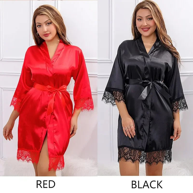 Slaapwel Zijdecollectie Dames Nachtkleding Rood & Zwart