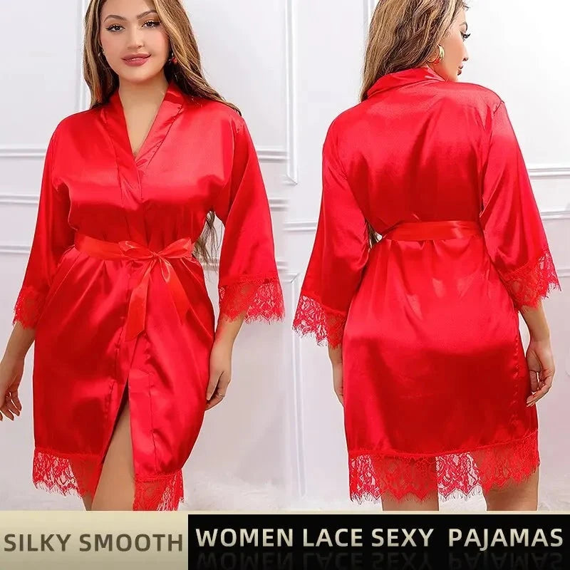 Slaapwel Zijdecollectie Dames Nachtkleding Rood & Zwart