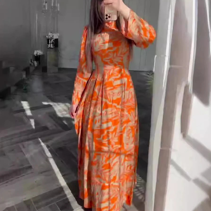 Elegantia Lange Mouw Maxi Jurk