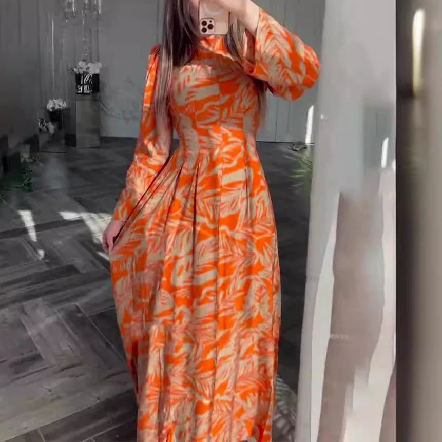 Elegantia Lange Mouw Maxi Jurk