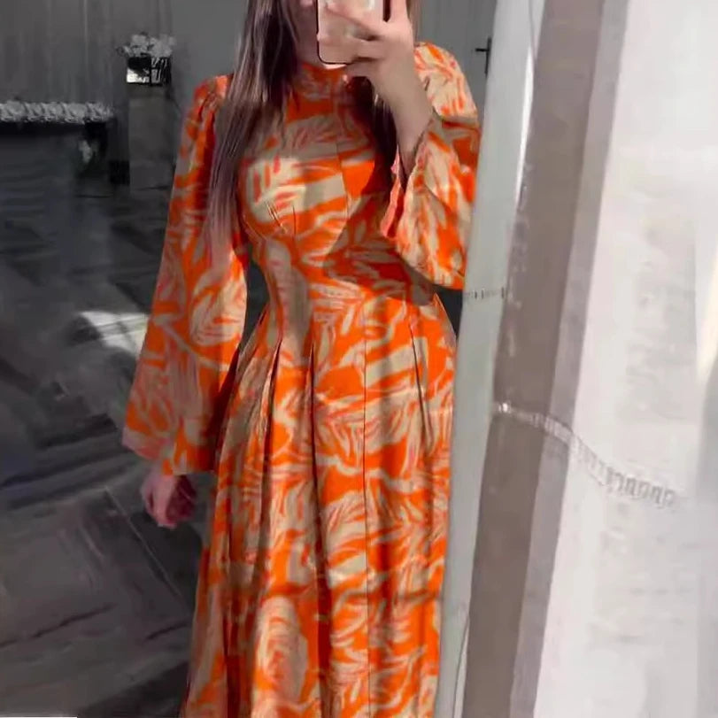 Elegantia Lange Mouw Maxi Jurk