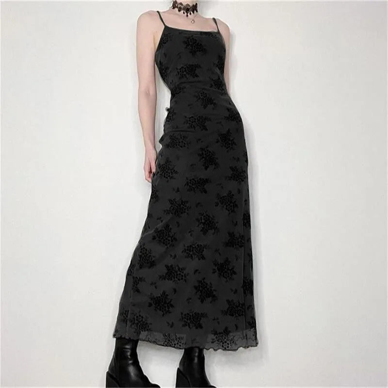 Zomer Sexy Strap Backless Zwarte Mesh Jurk
