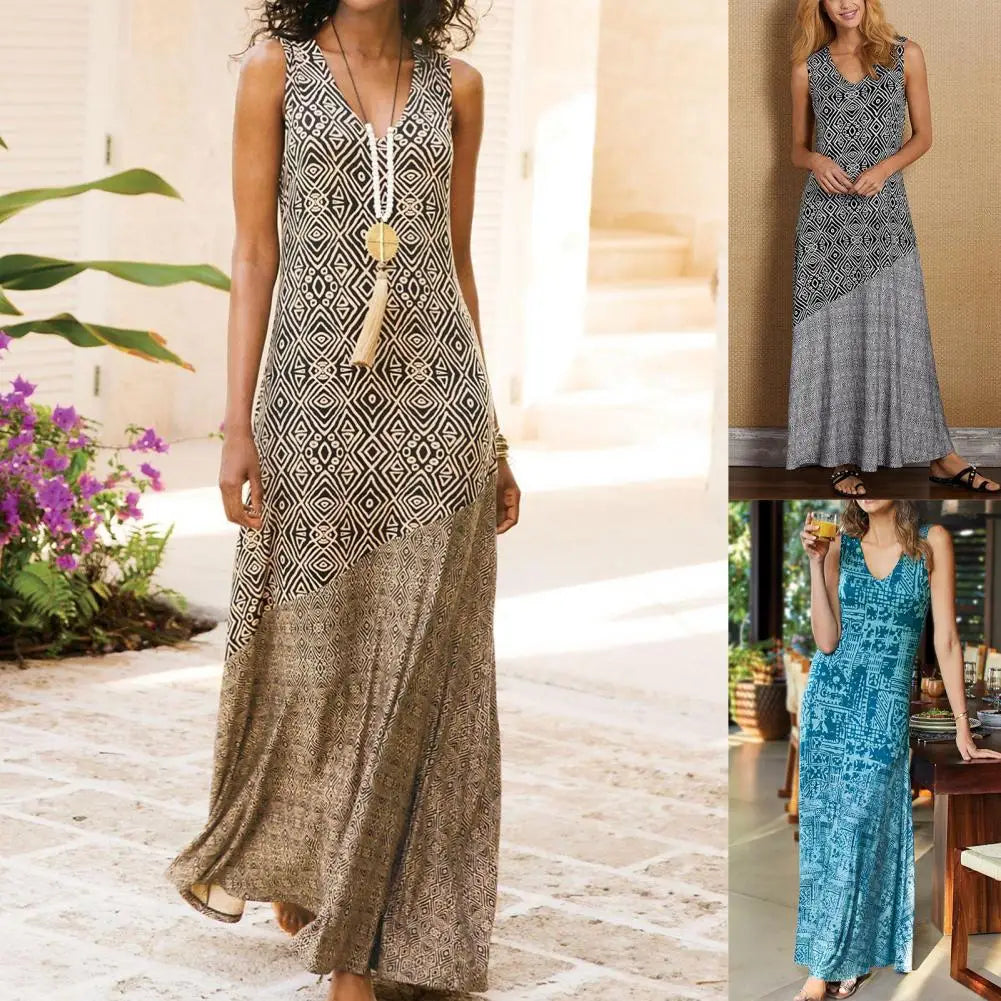 Sun-drenched Beach Dress with Vintage Print for Beach Lovers