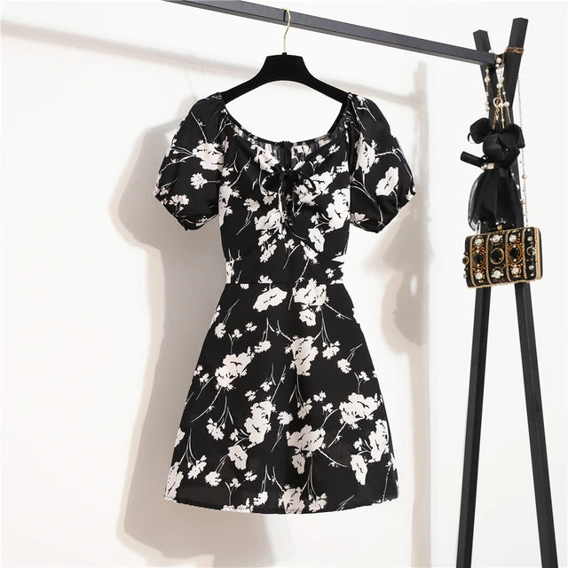 Summer Flowers Chiffon Mini Dress