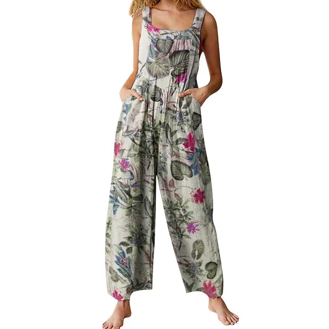 Luchtige Zomer Jumpsuit met Bladprint voor Dames