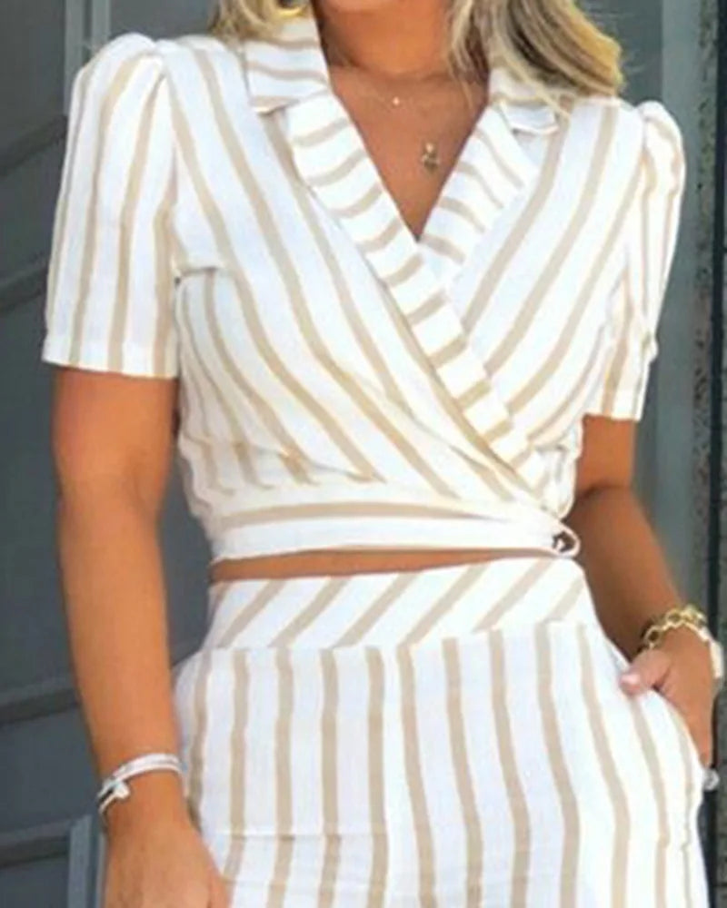 Mia Mode Gestreepte Tweedelige Set