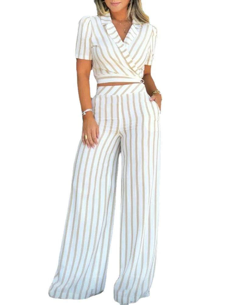 Mia Mode Gestreepte Tweedelige Set