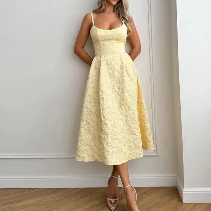 LuxeMode elegante sommerliche Spaghettiträgerkleid