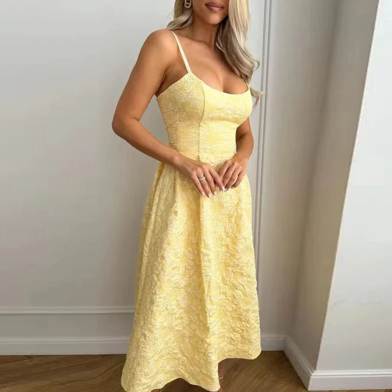 LuxeMode elegante sommerliche Spaghettiträgerkleid