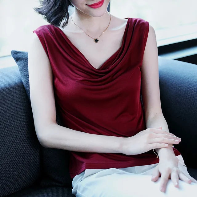 Stilvolles Viskose Drape Neck T-Shirt - Bequem und Trendy!