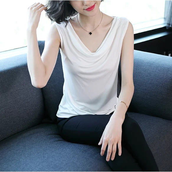 Stilvolles Viskose Drape Neck T-Shirt - Bequem und Trendy!