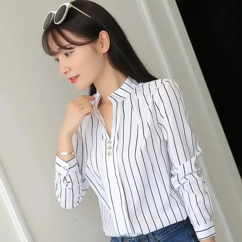 Camicia Bianca a Righe per Donna