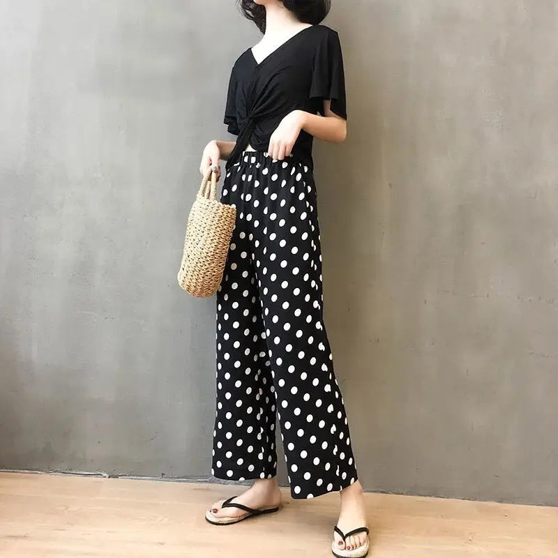 Mode Express Pantaloni a Pois a Gamba Larga