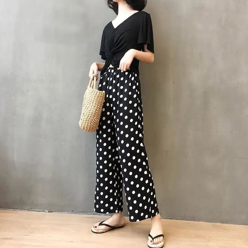 Mode Express Pantaloni a Pois a Gamba Larga