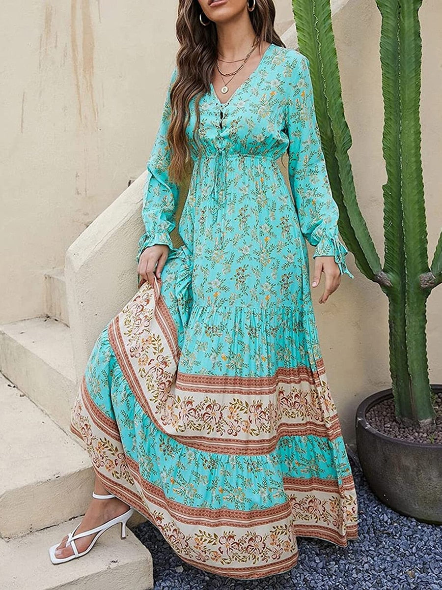 Betoverende Strepen Maxi Jurk van Fleur