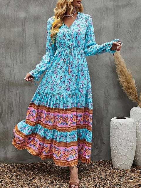 Betoverende Strepen Maxi Jurk van Fleur