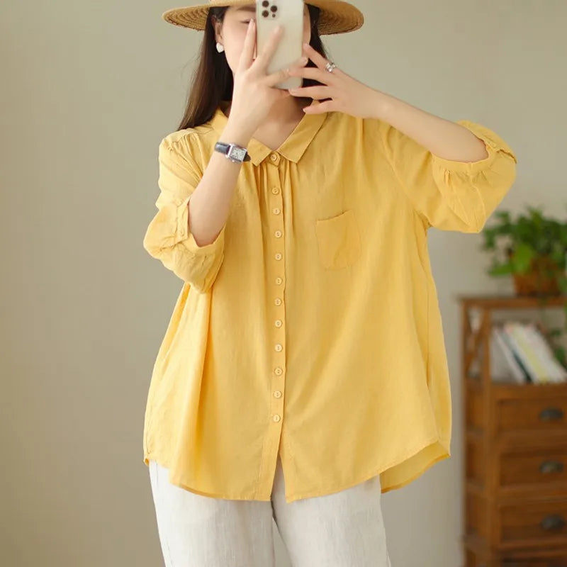 Camicia Casual Estiva di Cotone per Donna