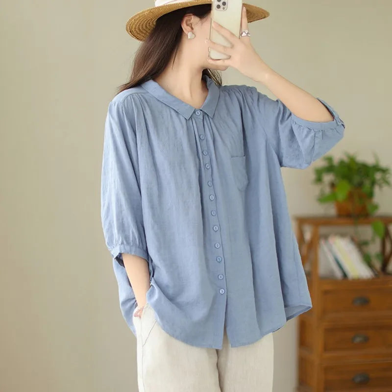 Camicia Casual Estiva di Cotone per Donna
