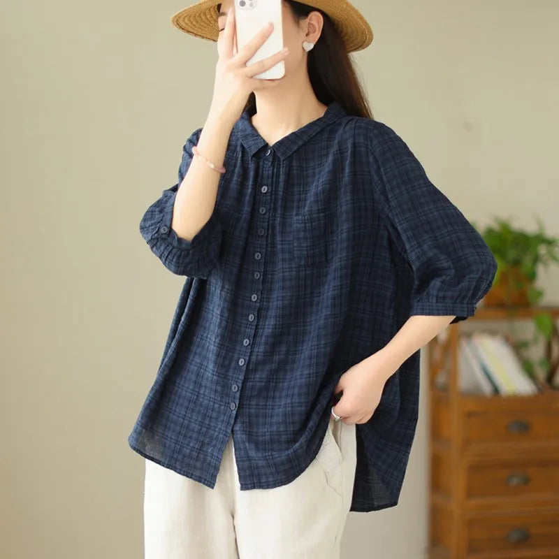 Camicia Casual Estiva di Cotone per Donna