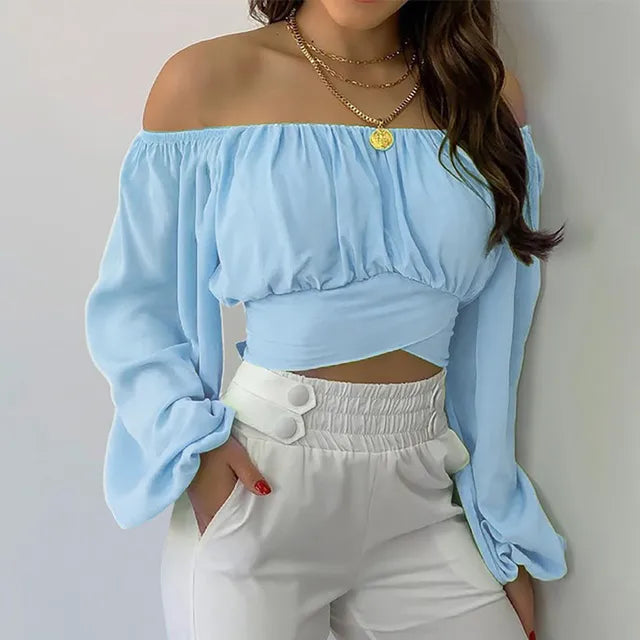 Schattiges Off-Shoulder Crop Top