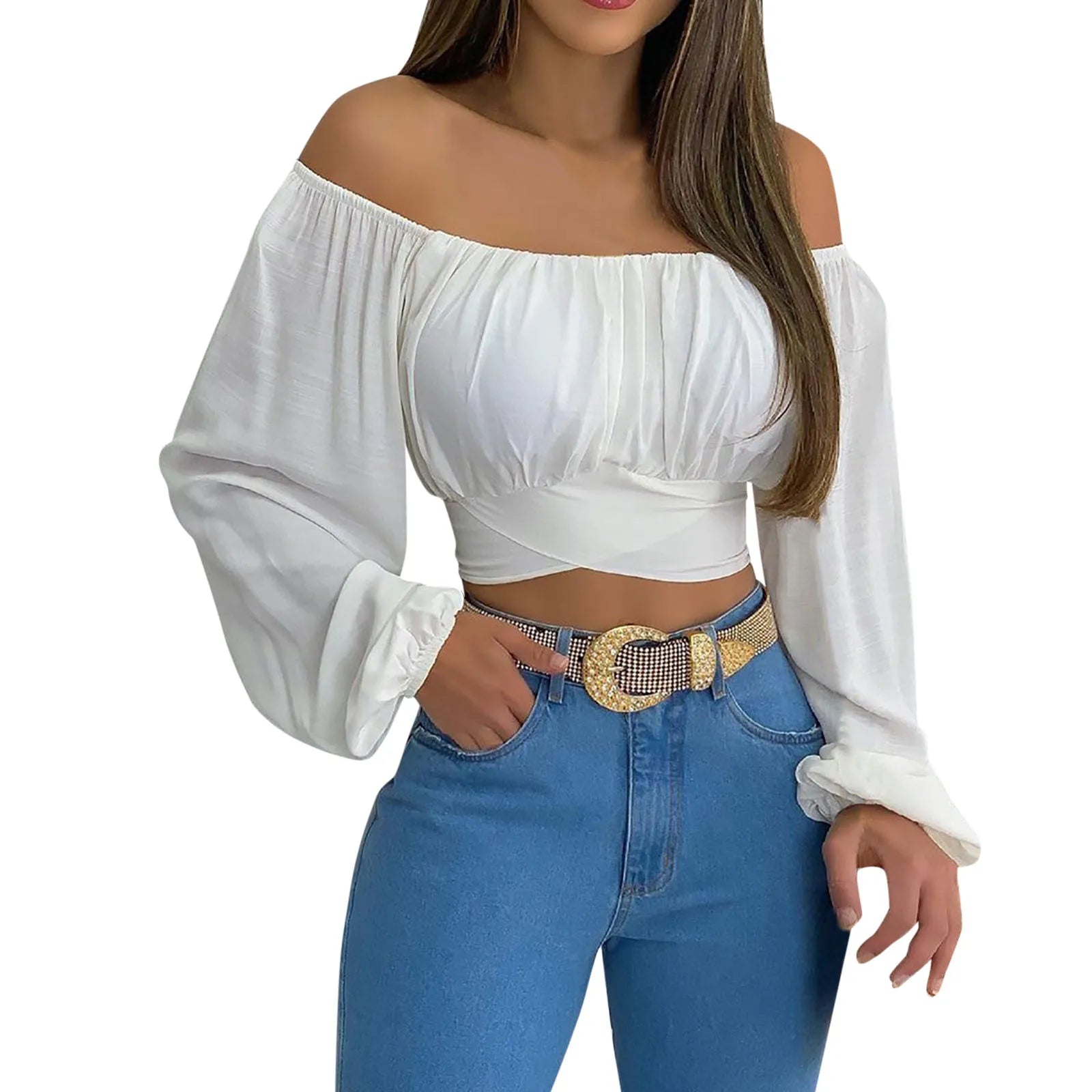 Schattiges Off-Shoulder Crop Top