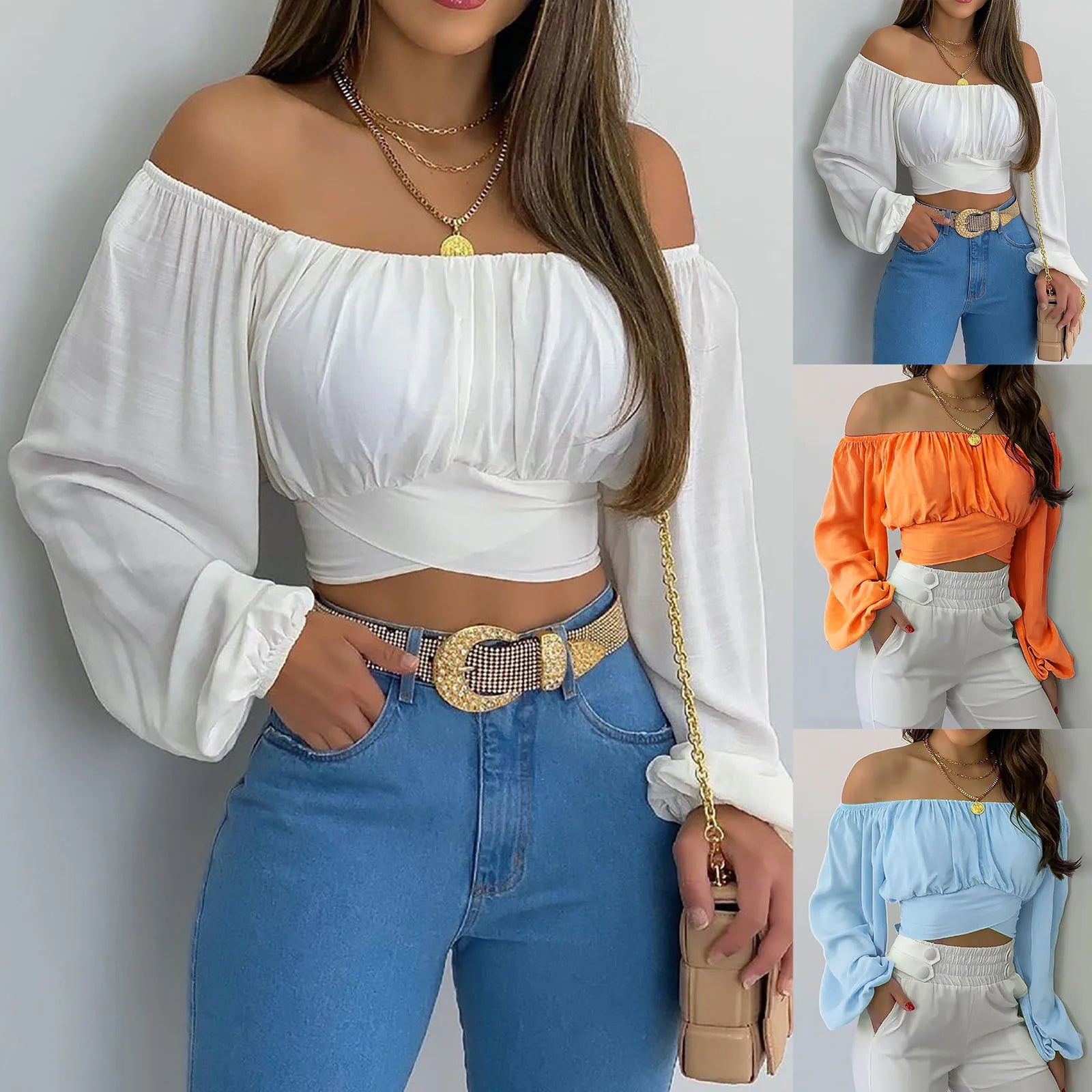 Schattiges Off-Shoulder Crop Top