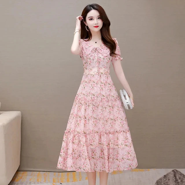 Betoverende Bloemenprint Zomerjurk met Peter Pan-kraag voor Vrouwen