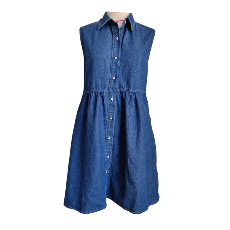 Luchtige Denim Zomerjurk voor Vrijgevochten Vrouwen