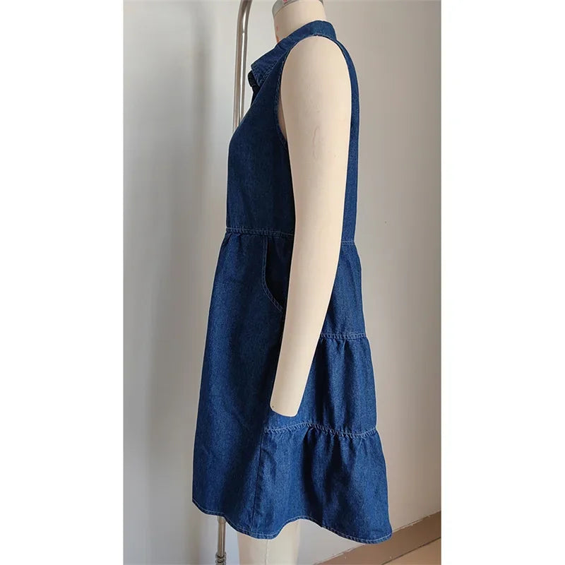 Luchtige Denim Zomerjurk voor Vrijgevochten Vrouwen