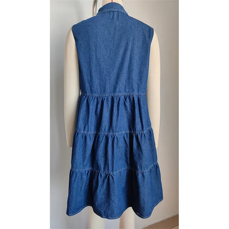 Luchtige Denim Zomerjurk voor Vrijgevochten Vrouwen