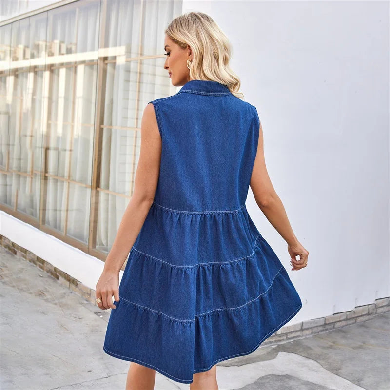 Luchtige Denim Zomerjurk voor Vrijgevochten Vrouwen