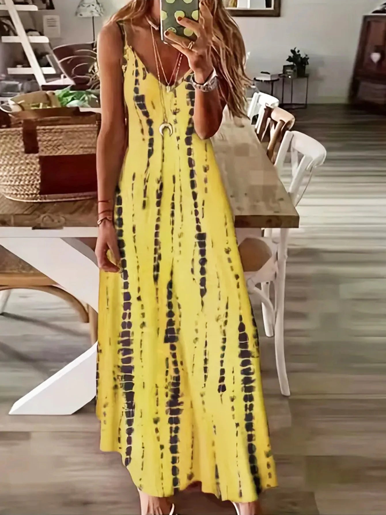 Summer Breeze Fashion Tie Dye Print Maxi Dress for Beach Vacations