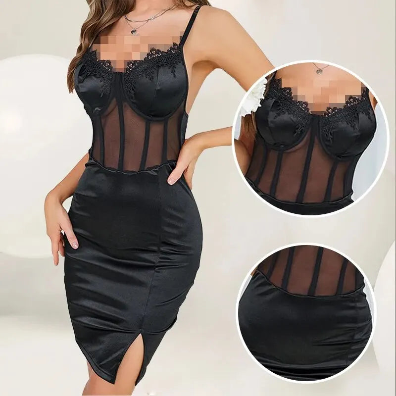 Noir Elegance Strakke Sensuele Zwarte Jurk