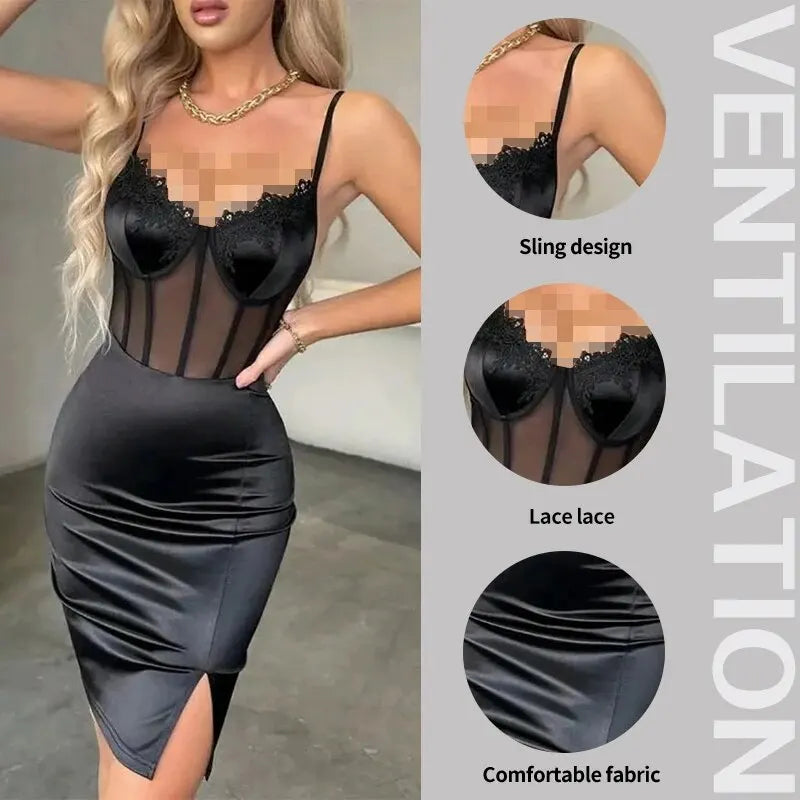 Noir Elegance Strakke Sensuele Zwarte Jurk