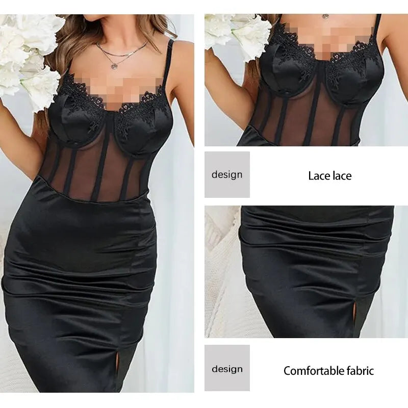 Noir Elegance Strakke Sensuele Zwarte Jurk