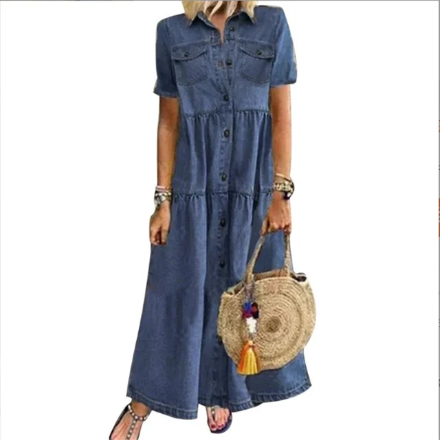 Elegante Zomerjurk met Denim Look voor Vrouwen