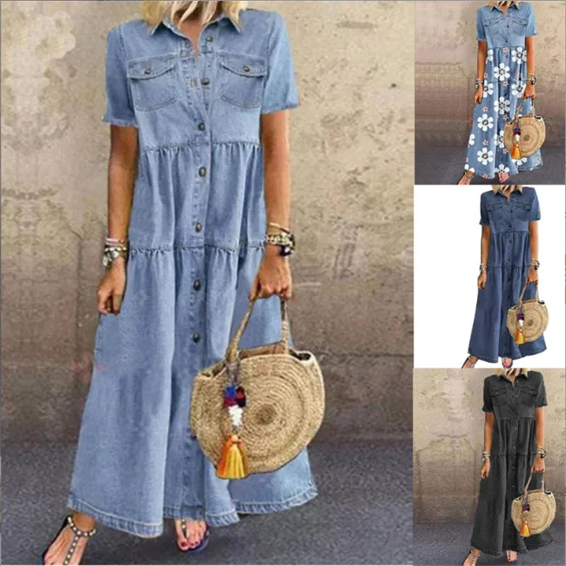 Elegante Zomerjurk met Denim Look voor Vrouwen