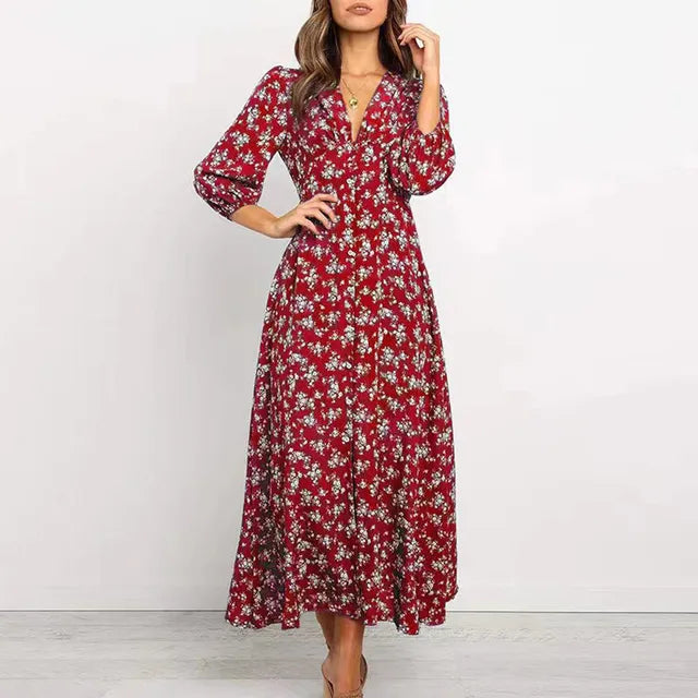 Boho Bloemen Maxi Jurk