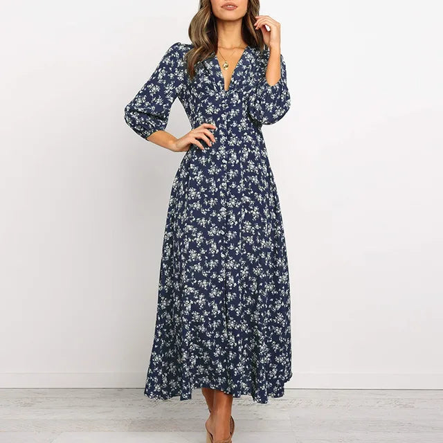 Boho Bloemen Maxi Jurk