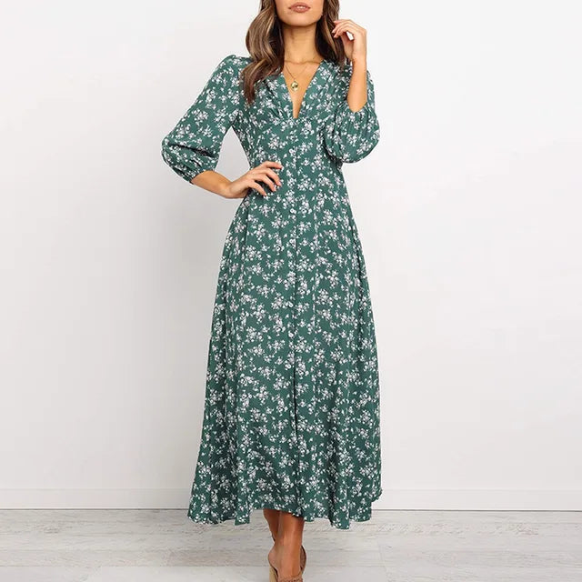 Boho Bloemen Maxi Jurk
