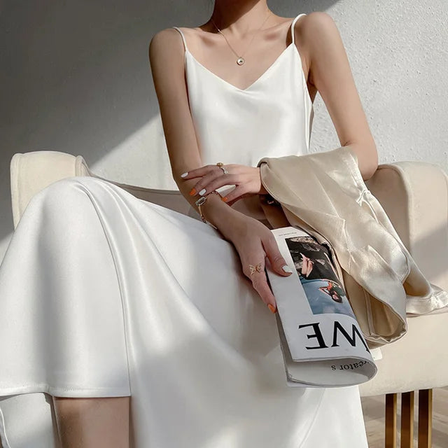 Zomerse Satijnen Maxi Jurk Eclat Elegance