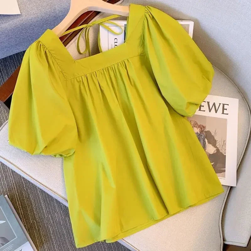 Frisse Bries Estive Camicette a Maniche a Sbuffo