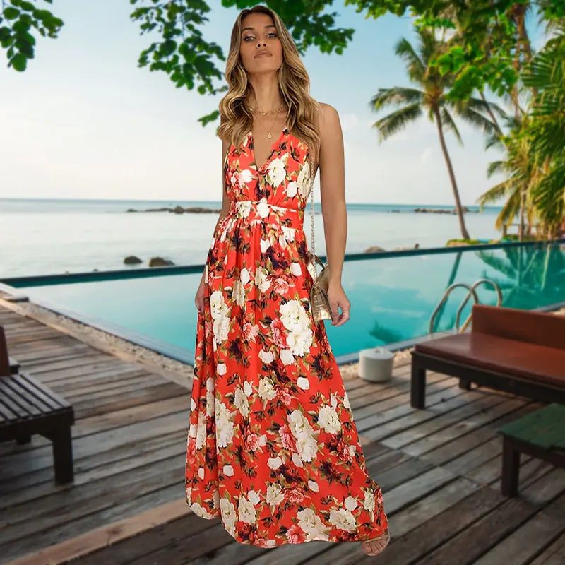 Stijlvolle Zomer Bloemenprint Maxi Jurk van Blomster