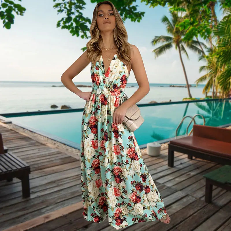 Stijlvolle Zomer Bloemenprint Maxi Jurk van Blomster