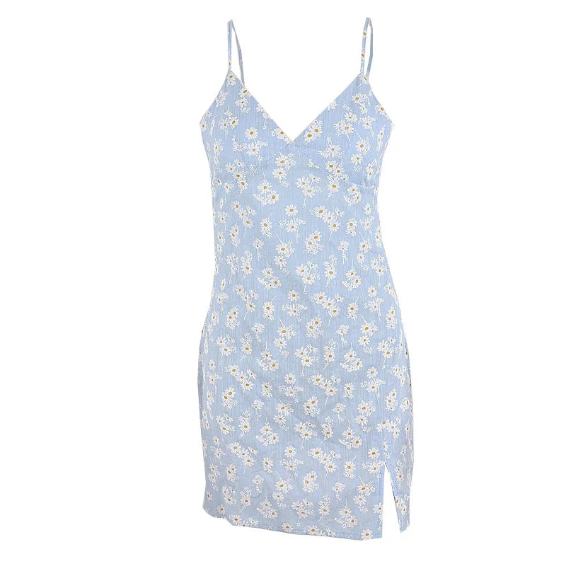 ModeMeester Incantevole Vestito a V con Ricamo di Fiori