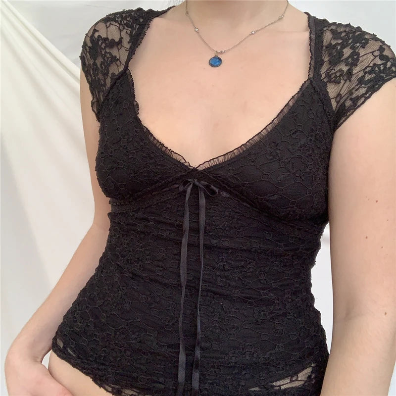 Zomerdromen Kanten Crop Top Lolita Sweet