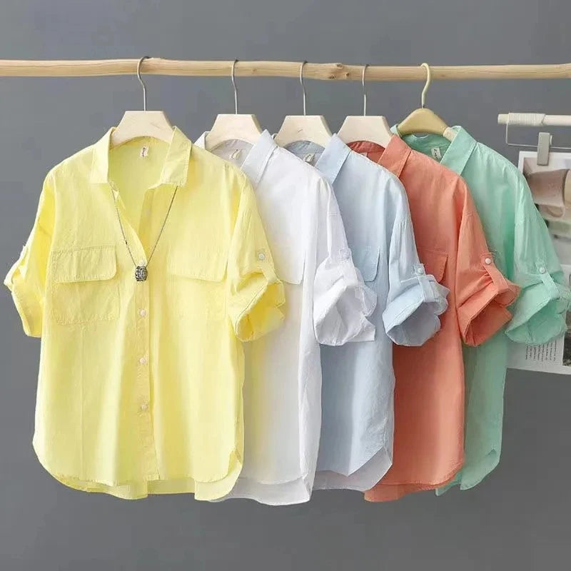 Yellow Cotton Polo Shirt for Women - "ModaChic" 2024 Collection