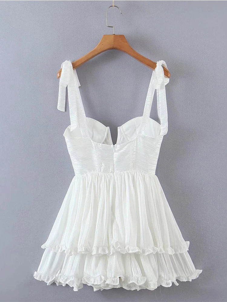 Yenkye Fashion Women Spaghetti Ruffle Tiered Chiffon Dress