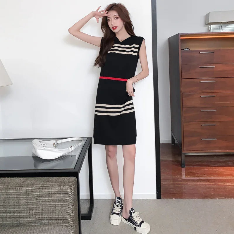 Yuqi Gestreepte Gebreide Zomerjurk Van Casual Chic